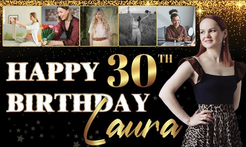 Personalised birthday banner Photos Gold party decorations celebration poster - 第 3/4 張圖片