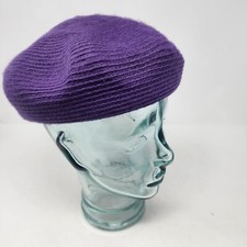 Vintage Woven French Beret Breathable Purple Structured Hat Acrylic Blend