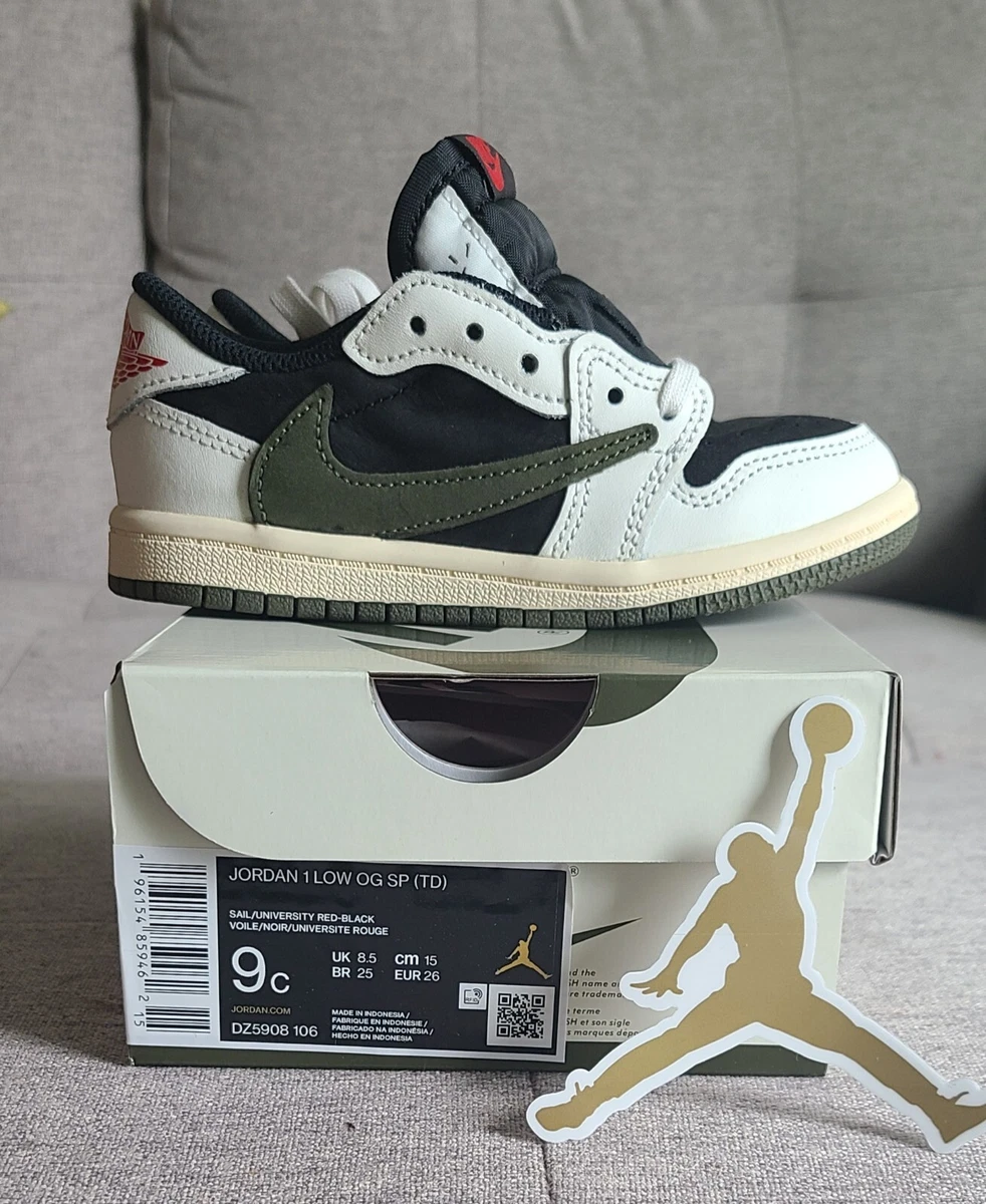Nike Air Jordan 1 Retro Low OG SP x Travis Scott Olive (TD) Size 9C DZ5908-106 !