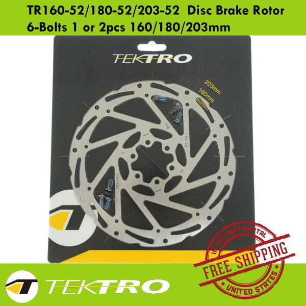 Tektro TR160-52/180-52/203-52 Disc Brake Rotor 6-Bolts 1 or 2pcs