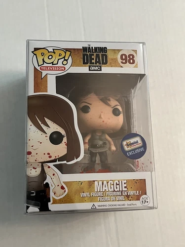 FUNKO POP! THE WALKING DEAD MAGGIE BLOODY EXCLUSIVE #98 PROTECTOR DAMAGED BOX