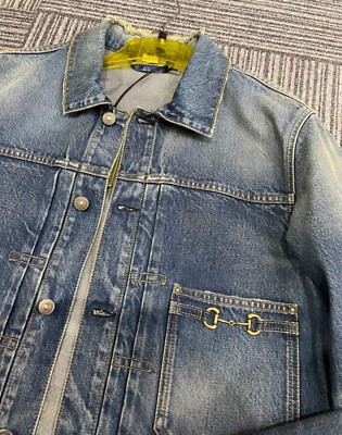 GUCCIデニムジャケット Lasered Double G denim jacket in blue | GUCCI® SG