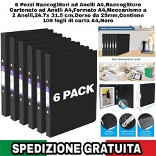 6 Raccoglitori ad 2 Anelli A4,Raccoglitore Cartonato ad Anelli A4. 24,7x31,5cm