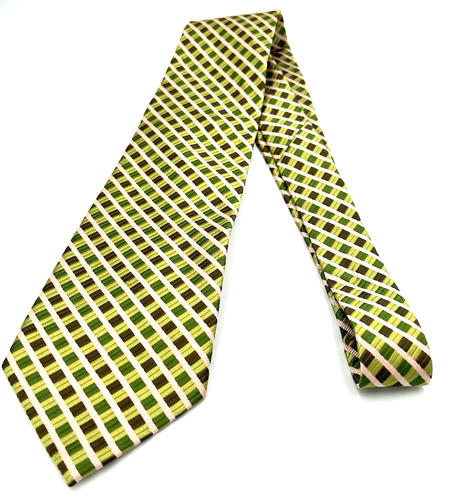 Stacy Adams Sign Gold 100% Silk Hand Made Mens Necktie Green Tonal Stripe 4W 60L - Picture 8 of 8