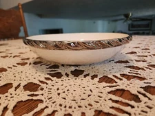 222 FIFTH SERVING BOWL WHITE/SILVER ROPE ACCENT