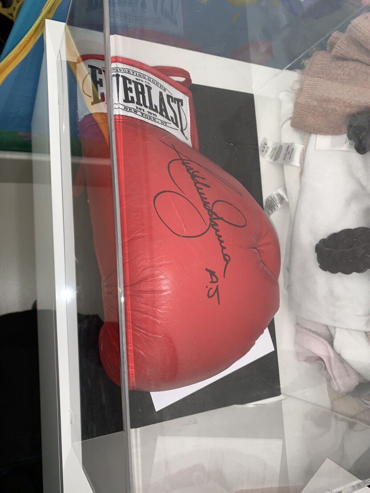 Anthony Joshua Signed Red Everlast Boxing Glove In Acrylic Case Autograph