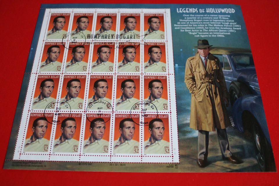 K-3, USA 1997 Legends of Hollywood (Humphrey Bogart) Kleinbogen KLB gestempelt - Bild 1 von 1