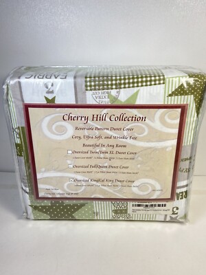 Green Star Patchwork Reversible Pattern Duvet Cover Oversized King Cherry Hill