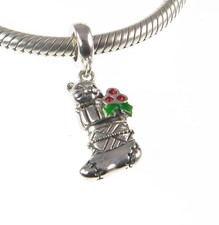 CHAMILIA 925 silver & crystal CAT IN CHRISTMAS STOCKING charm bead, Winter