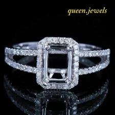 Semi Mount Wedding Ring 2.5CT Lab-Created Emerald Cut Diamond 14K White Gold FN