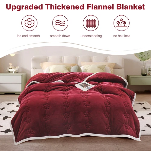 Flannel Blanket Winter Warm Reversible Twin Queen Size Plush Sofa Bed Blankets - Picture 38 of 55