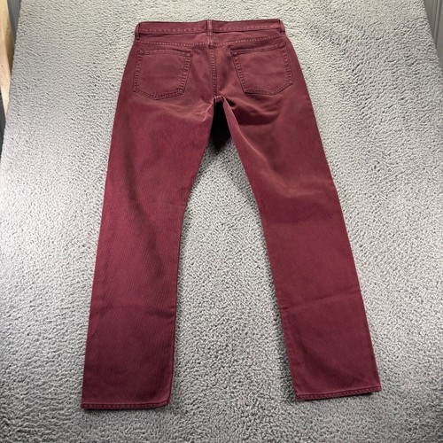 J Crew Chino Pants Mens 33x32 Burgundy Cotton 770 Straight Fit Corduroy - 第 5/10 張圖片