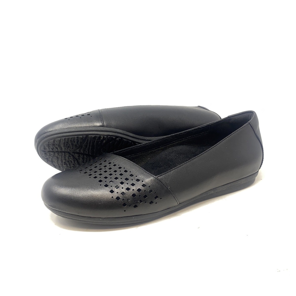 LIKNU Abeo 24/7 Fleur Ballet Flats Orthotic Shoes Black Leather Womens Sz 