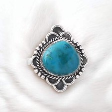 Azurite Chrysocolla Solid 925 Sterling Silver Ring 7.5