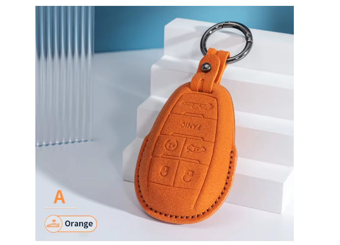 Alfa Romeo Giulia suede key cover protection shell buckle in orange  