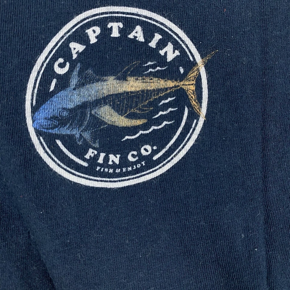 Camiseta Atún Pesca Para Hombre Talla Mediana Captain Fin Co Manga Corta Azul Marino Foto 3 de 4