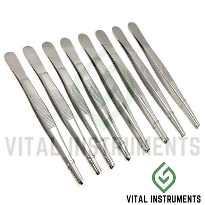 8 Pcs Thumb Tissue Forceps 5.5'' 1x2 Teeth Rat Tooth Surgical Instrument Economy