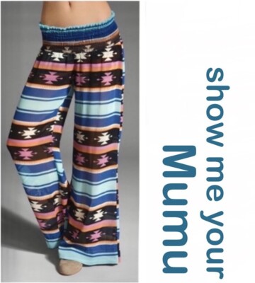SHOW ME YOUR MUMU Aztec Party Pants Wide Leg sz S/M - Sheer, Lined Boho