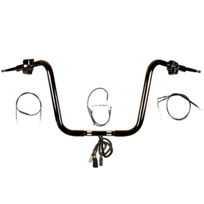 1 1/4'' BBlack 14'' Ape Hanger Handlebar CKit 1996-2005 Harley-Davidson Dyna