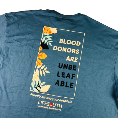LifeSouth Center Blood Donor Men's Delta 100% Cotton Crewneck T-Shirt Blue | 2XL