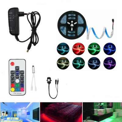 LED Wireless PIR Motion Sensor Wardrobe Cabinet 5050 RGB LED Strip Night Light