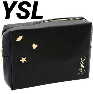 SAINT LAURENT Studs Chain Shoulder Bag Leather Black Gold  Saint Laurent Black Pouch with Gold Studs main image 2