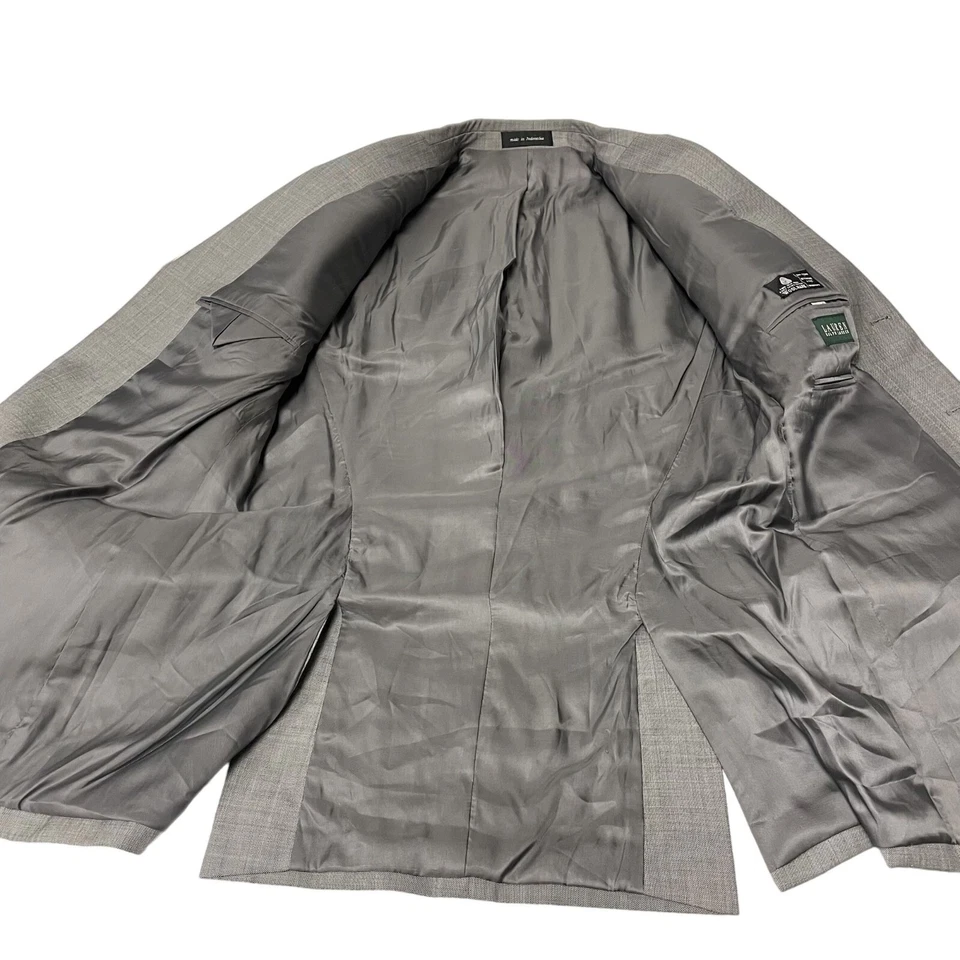 Abrigo Deportivo Ralph Lauren Para Hombre Gris Plateado 3 BTN Chaqueta Lana MODERNO Blazer 42 L Foto 4 de 4