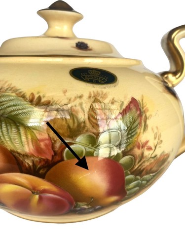 Vintage Aynsley Orchard Gold large Teapot 1939. Original Sticker & Harrods Box - Picture 15 of 24