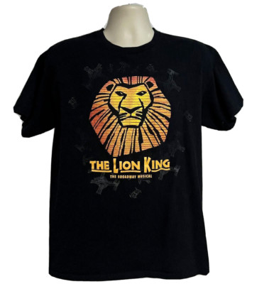 Disney Lion King Broadway Musical Black Graphic T-Shirt Large Cotton Stretch