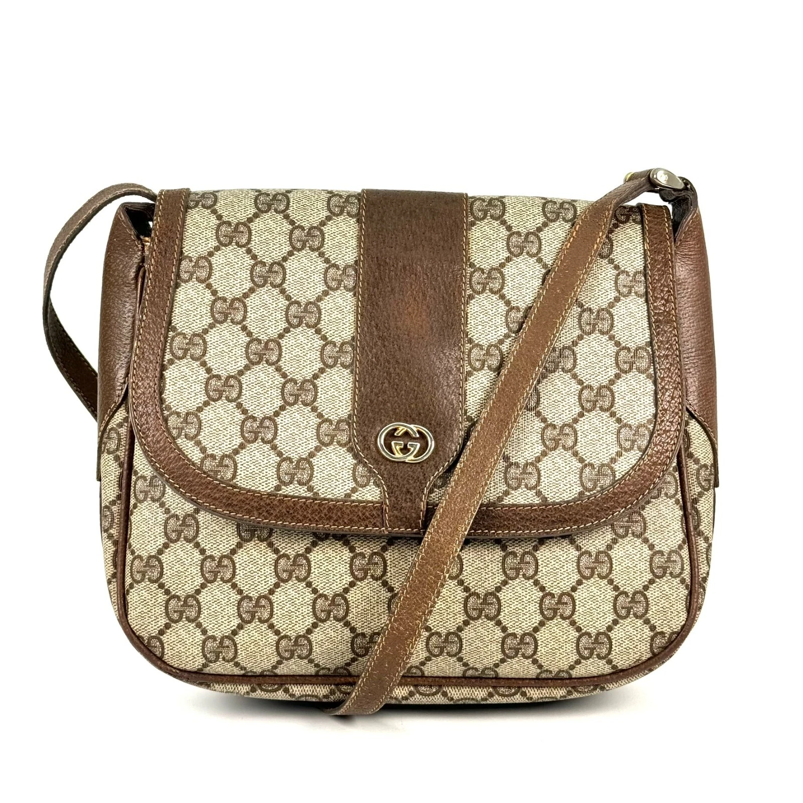Sac bandoulière vintage Gucci GG Supreme marron