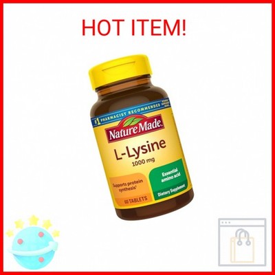 Nature Made L-Lysine 1000 mg, Dietary L-Lysine Supplements, 60 Tablets, 60 Day S