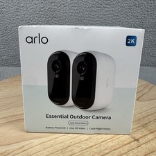 Arlo Essential Security Camera 2K  Outdoor-Indoor  2nd Gen - White, 2 Camera
