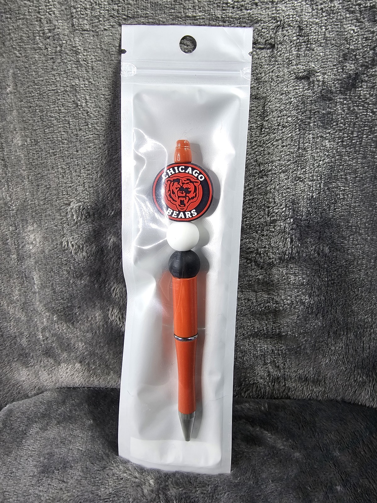 Chicago Bears Orange Beaded Pen with Team Logo Bead