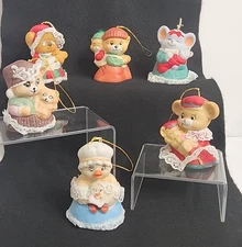 Vintage Jasco Caring Critter Chimers Bisque Porcelain Bell Ornaments Lot 6 Baby