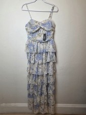 Lulu's Maxi Dress Womens M Blue Floral NWT