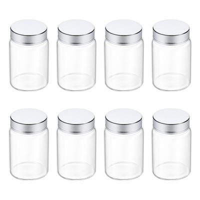 8Pcs Mini Glass Bottles with Lids, 80ml/2.71oz Small Clear Glass Jar Vials