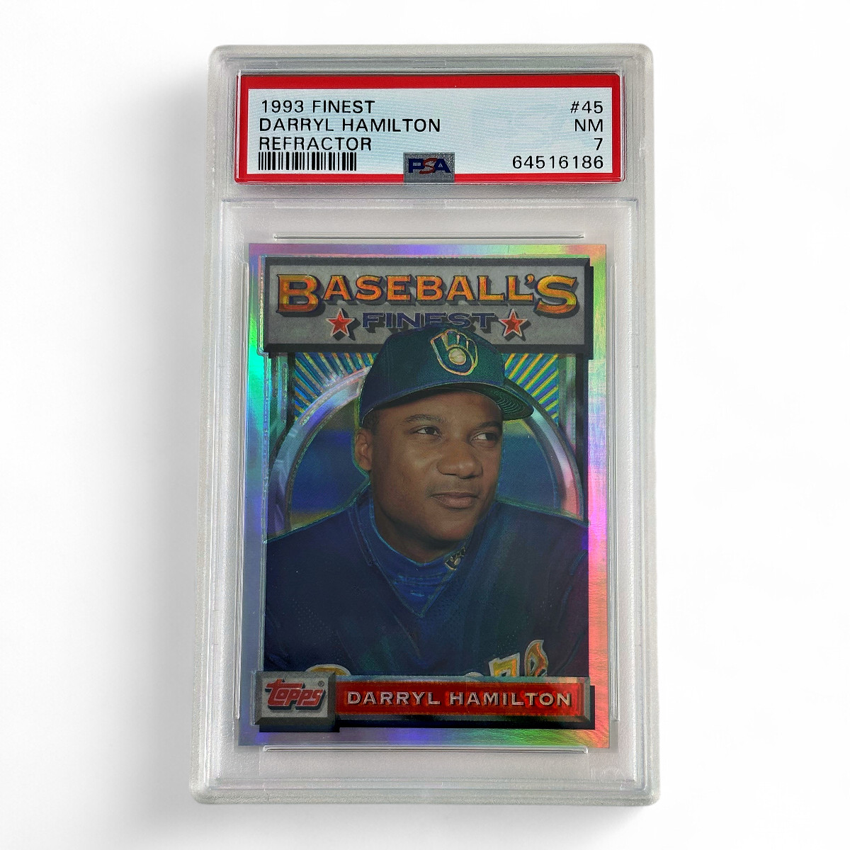 1993 Finest Darryl Hamilton Refractor #45 Graded NM PSA 7