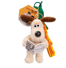Wallance Gromit Dog Reading Plush Key Fob KeyChain Newspaper Purse Charm Holder