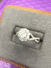 💎 14k White Gold .80 ctw Diamonds Invisible Set Halo Engagement Ring Sz 5