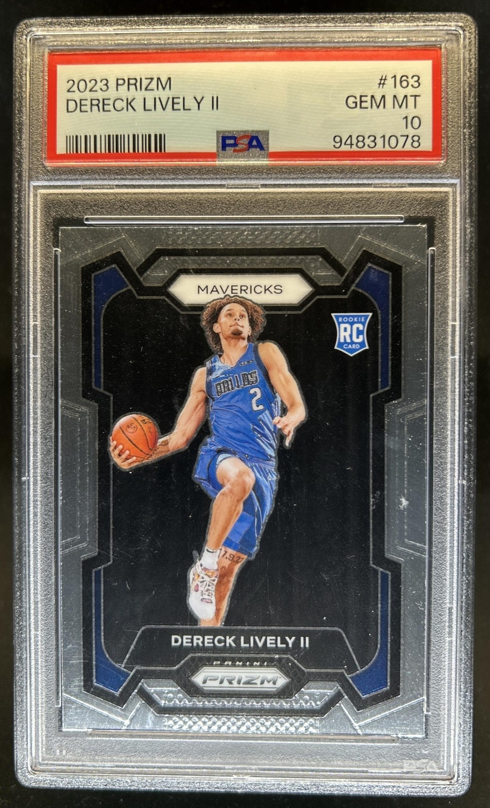 2023-24 Panini Prizm Dereck Lively II RC Rookie #163 Mavericks PSA 10 GEM MINT