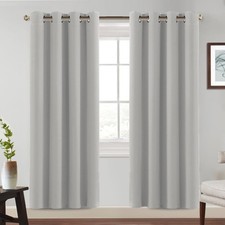 Blackout Curtains Thermal Curtain Living Room Grey Beige H240xW140cm Set of 2 G...