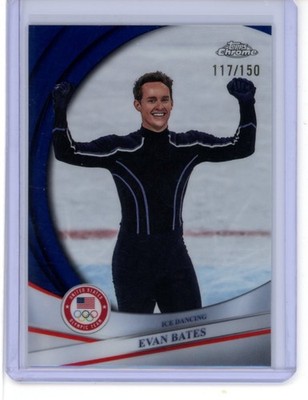 2026 TOPPS CHROME WINTER OLYMPICS BLUE REFRACTOR EVAN BATES 117/150