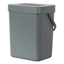 Puro Mini Wall-Mounted Kitchen Trash Can with Lid, Food Waste Caddy, 1.32 Gal...
