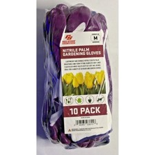 Red Steer Nitrile Palm Gardening Gloves 10 Pack Womens Medium Purple A369P-10