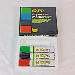 Vintage Sanford Expo Dry Erase Markers Set of 3 Chisel Tip 83074 USA Smelly
