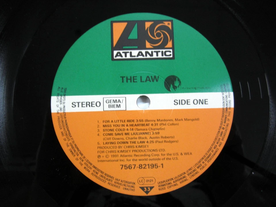 The LAW "1991" LP Paul RODGERS David GILMOUR Bryan ADAMS Near-MINT vinyl - Image 2 of 3