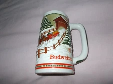 1984 Anheuser Busch Budweiser Christmas Holiday Beer Stein Mug Limited Edition