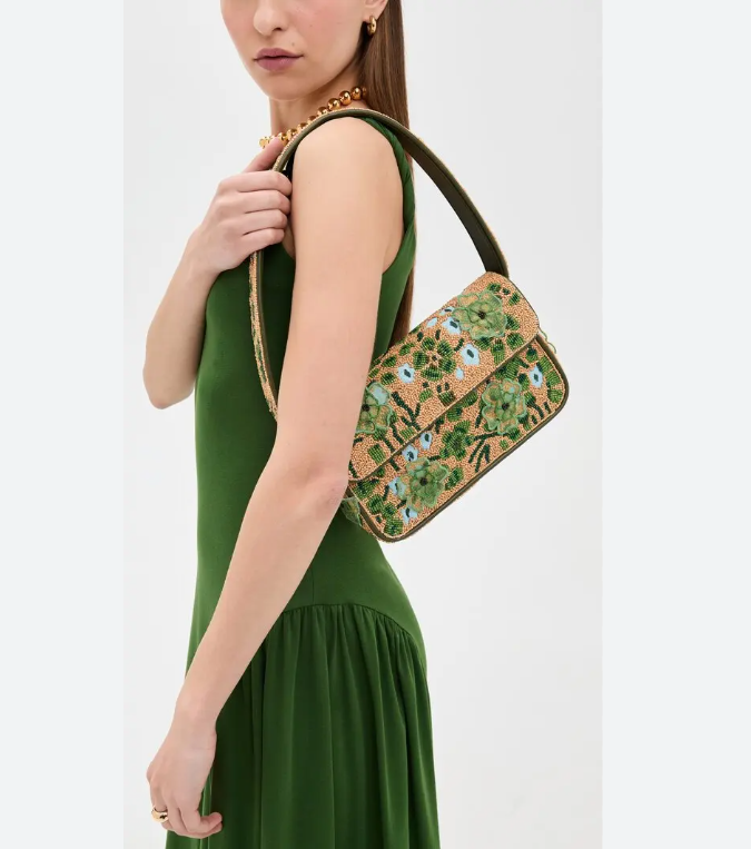 Staud Tommy Beaded Bag - Moss Floral Staud Tommy Beaded Bag - Moss Floral