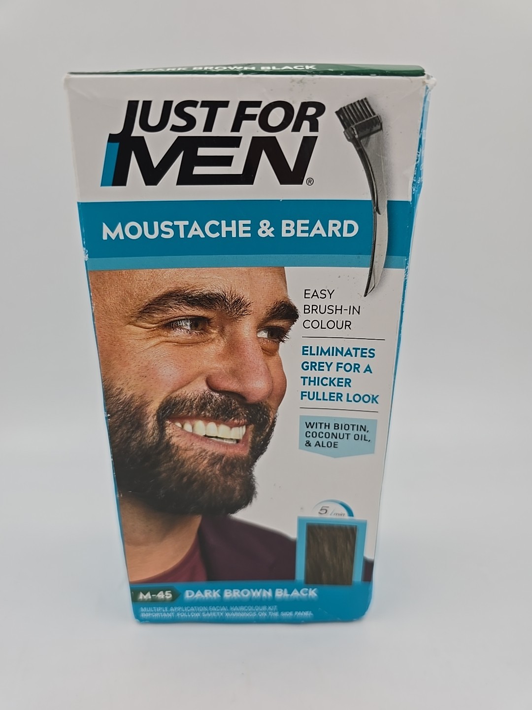Just For Men M45 Beard & Moustache Dye - Dark Brown Black - Brush Included
