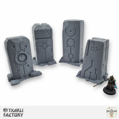 Sci-Fi Grimdark Wargaming Scatter Terrain - Xeno Monoliths - 28/32mm - 4er Set